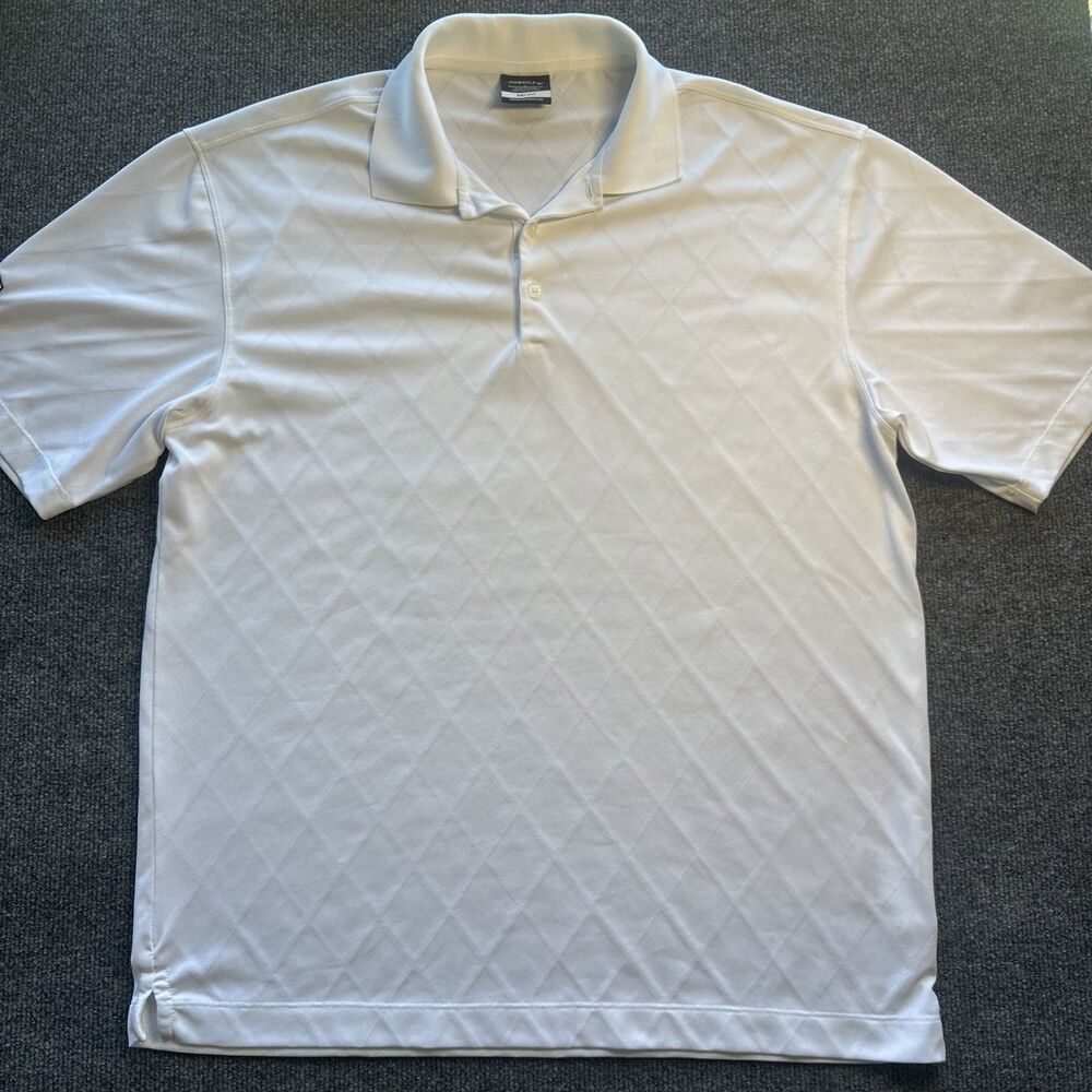 NIKE Golf Diamond Stitch Performance Dri-Fit Polo Shirt Men's L Large